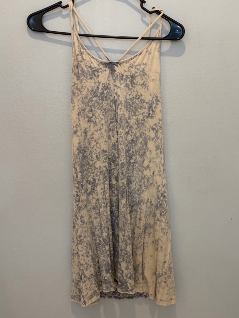 American Eagle Outfitters Beige and Gray Tie-Dye Mini Slip Dress